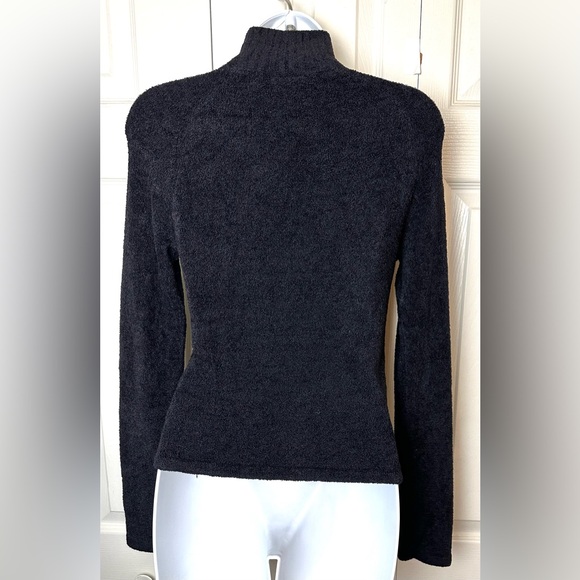 EXOFFICIO Black Ribbed Cardigan Sweater Mock Neck Full Zip Closure REI Soft Knit - Picture 5 of 9